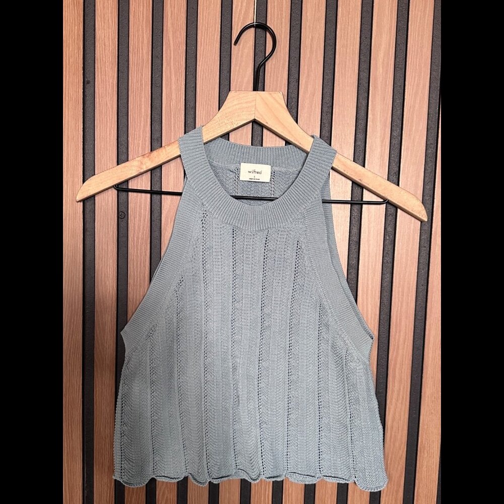Wilfred ARITZIA Light Gray Knit Halter Tank Top